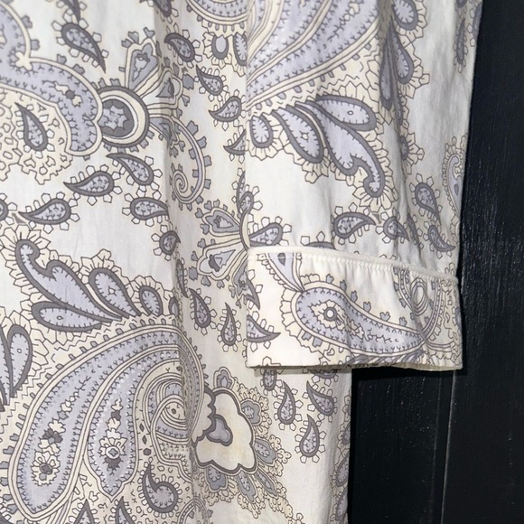 Haven Well Within Organic Cotton Poplin Grey Paisley Boho Sleep Shirt Dress Sz L - Picture 7 of 12
